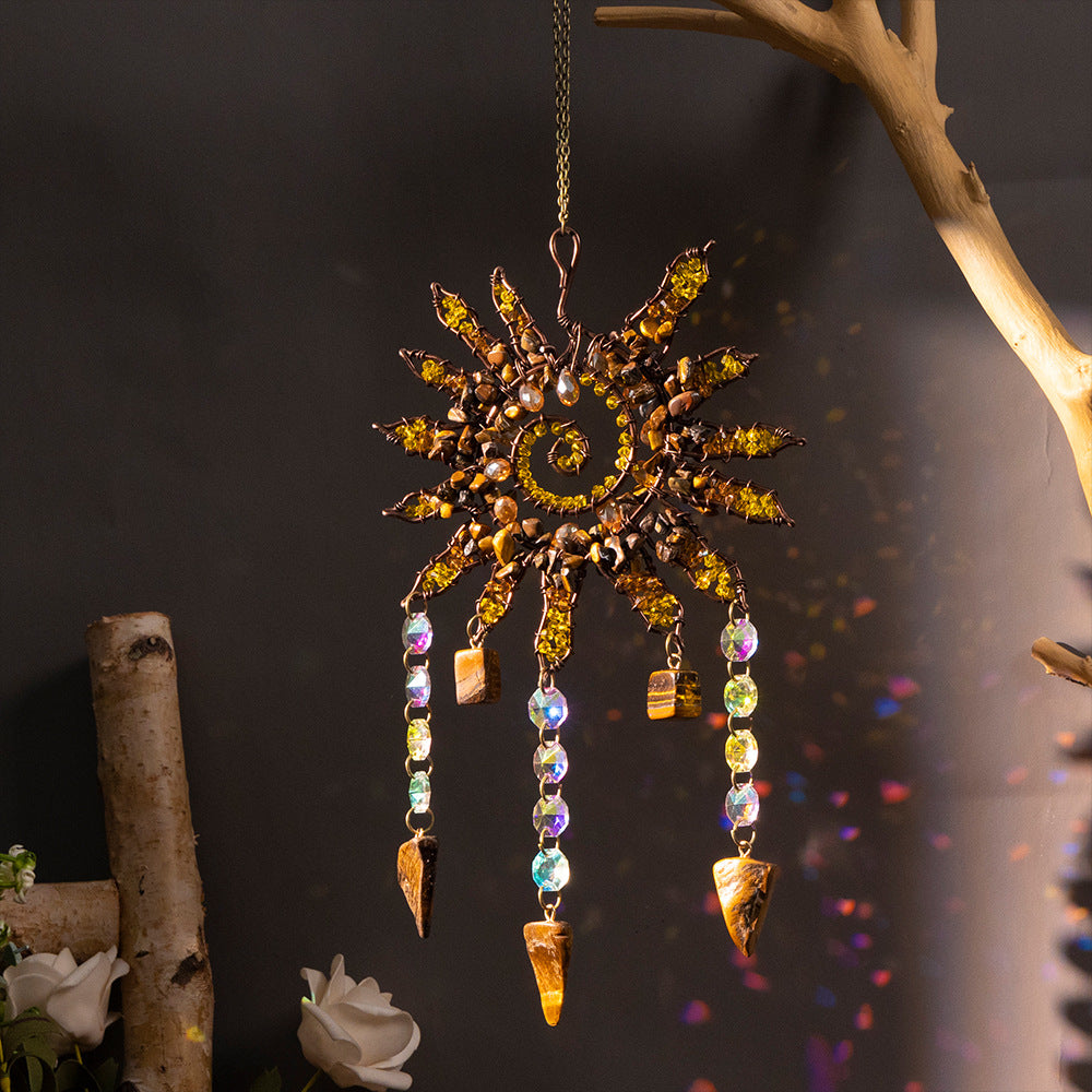 Handmade Natural Stone Tassel Sun Spiral Suncatcher MK2CZAS6H7HLS49