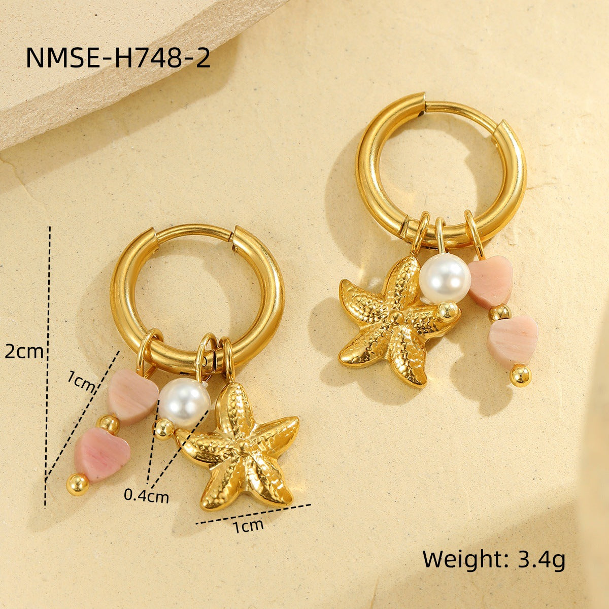 Starfish Shell Hoop Earrings - DippedShop Wholesale - #8931
