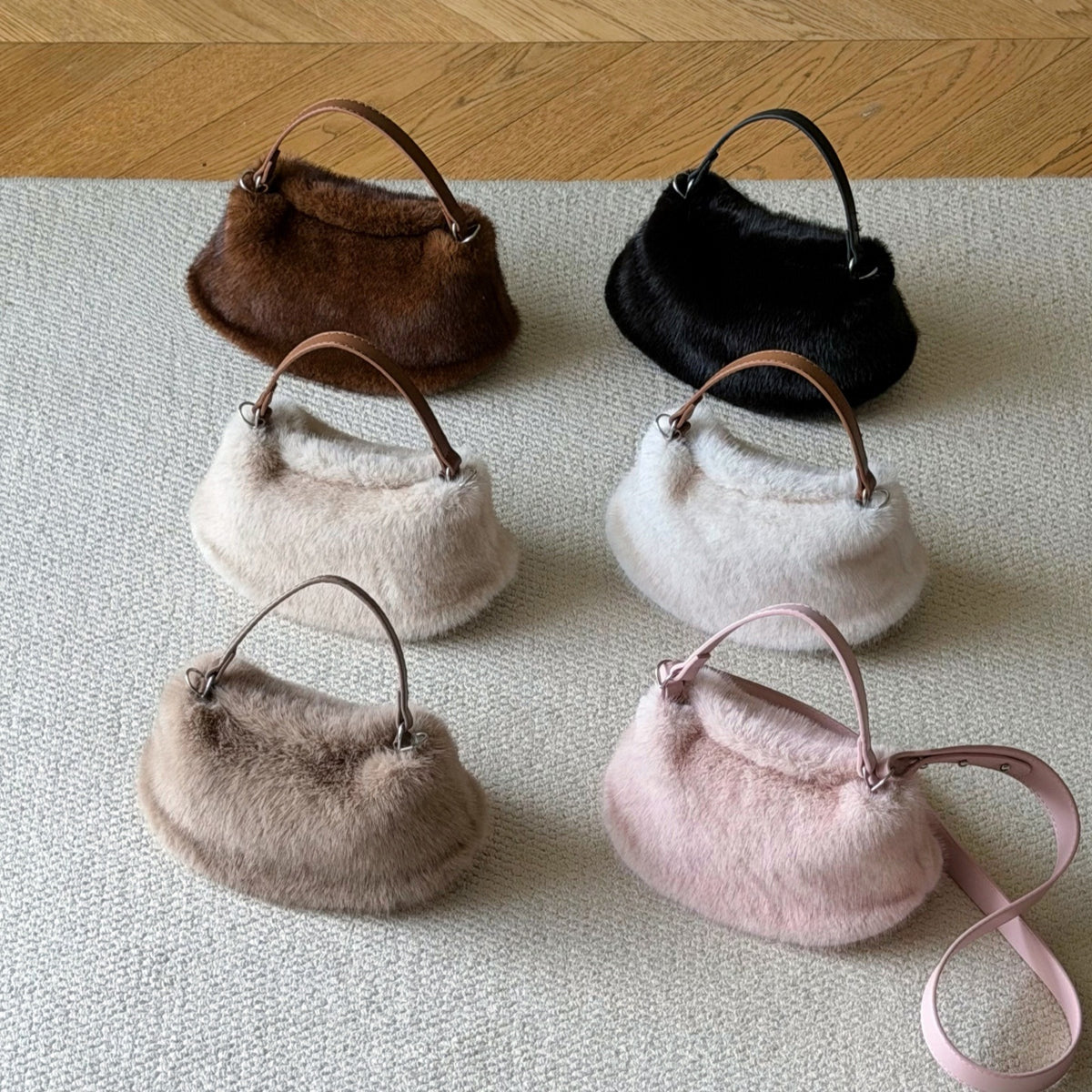 Cute Fluffy Faux Fur Dumpling Crossbody Bag 6W10BBG2389