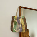 Color Block Straw Tote Bag - DippedShop Wholesale - #0819