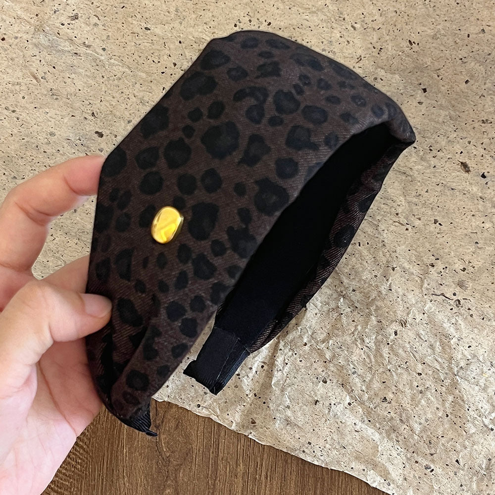 Vintage Leopard Print Soft Wide Headband 6W6HBD378
