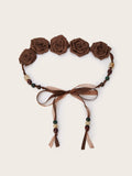 Boho Flower Rope Braided Dress Waist Belt MK2LEEP6W6JBT53