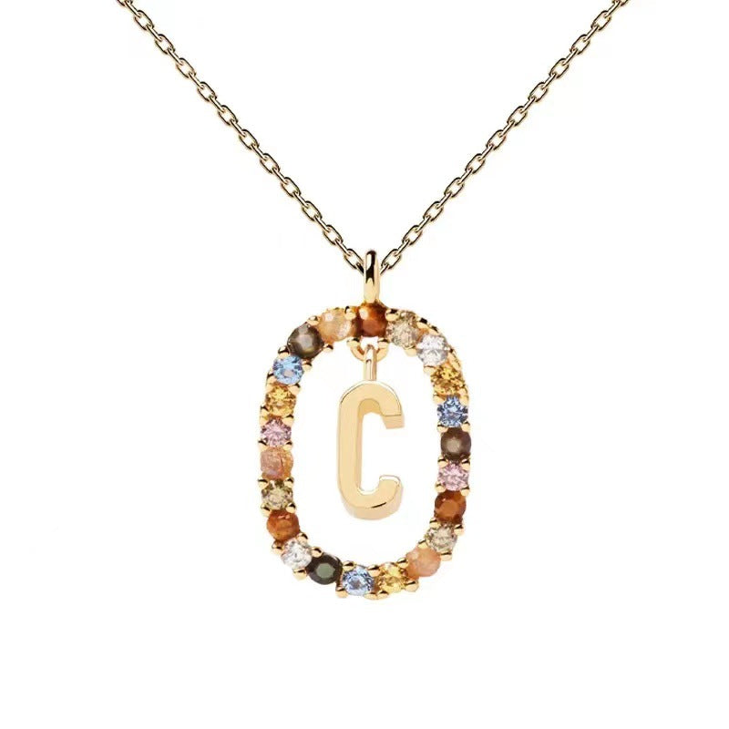 Colorful CZ Letter Pendant - DippedShop Wholesale - #3619