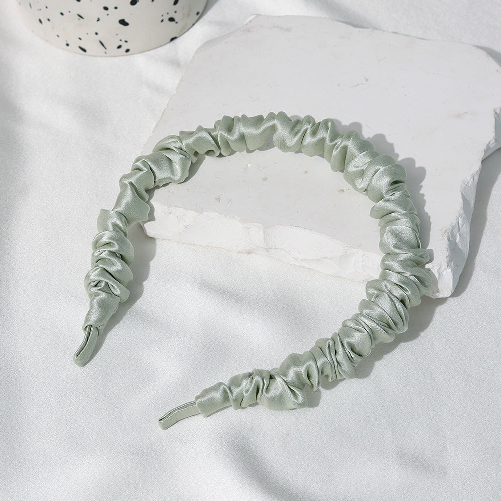 Minimalist Ruched Solid Color Mulberry Silk Headband 6W6HBD372