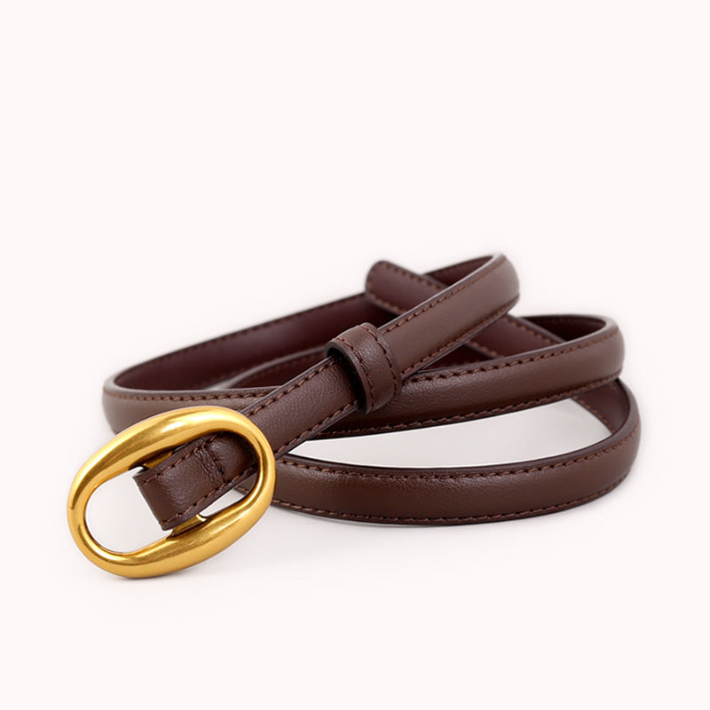 Vintage Oval Buckle Jeans Belt Leather Belt 6W6JBT155