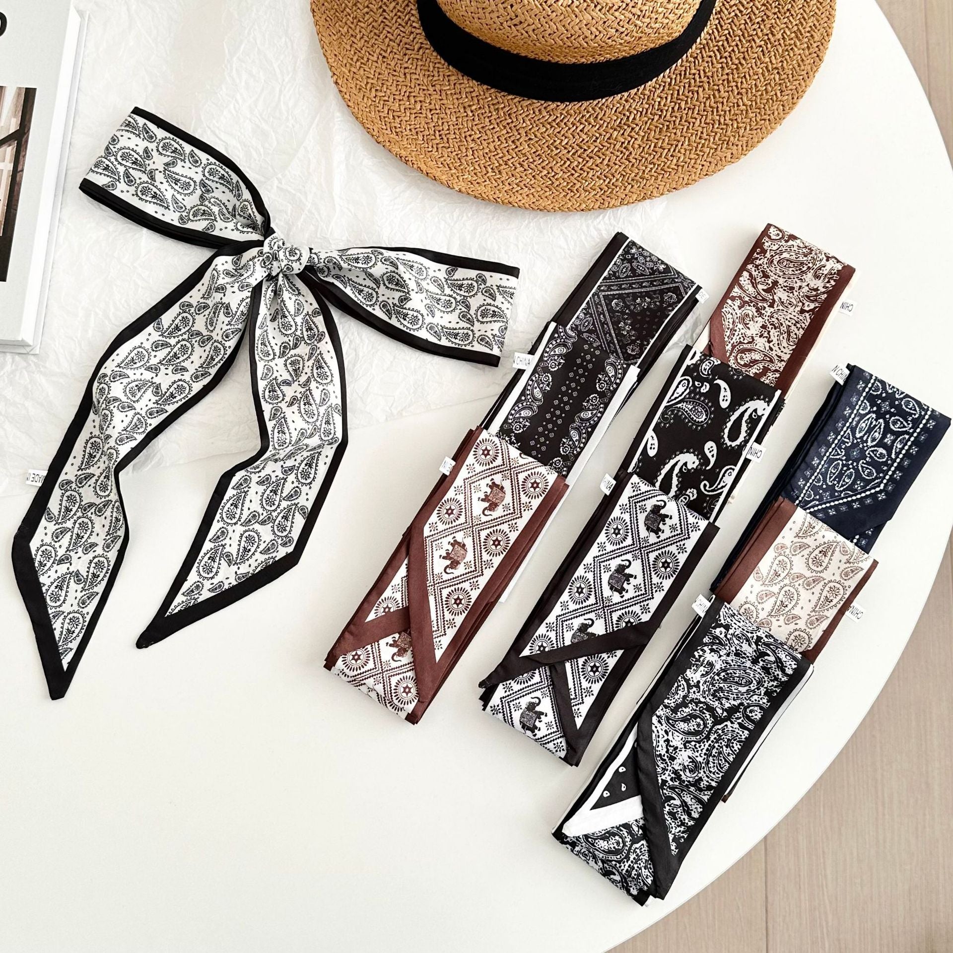 Floral Silk Headscarf with Waist Belt - DippedShop Wholesale - #5619