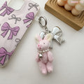 Sweet Pearl Rabbit Metal Bowknot Pendant Bag Charm 6W10BBC421