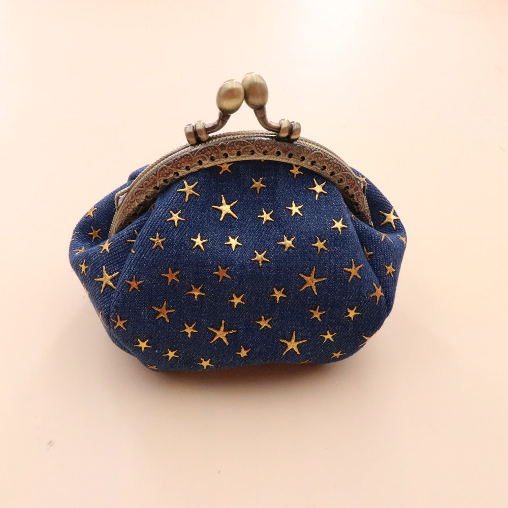 Vintage Denim Star Print Coin - DippedShop Wholesale - #8883