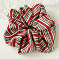 Striped Ribbon Print Christmas Satin Scrunchies 6W6HSR412