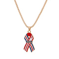 Elegant USA Flag Letter Pendant Link Necklace 8ZA6JNC290L