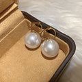 Elegant Pearl Gold Plated Cubic Zirconia Hoop Earrings 6W6JER707