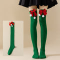 Christmas Bow Pom Pom Thigh High Socks 6W8FSO914