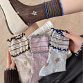 Ruffle Floral Mid Calf Socks - DippedShop Wholesale - #3427