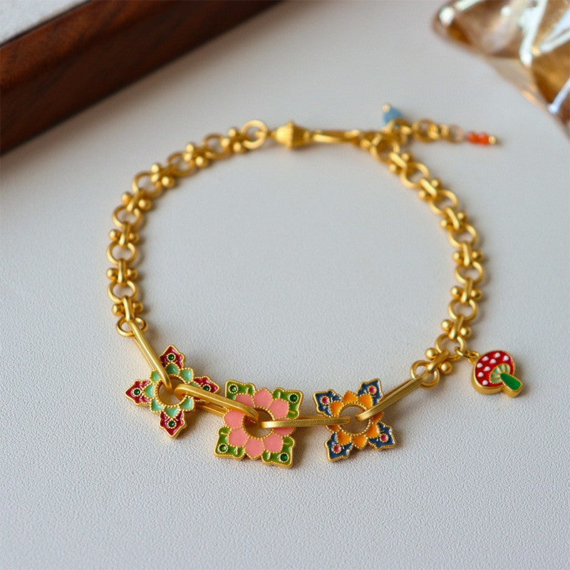 Vintage Gold Flower Bracelet - DippedShop Wholesale - #1779