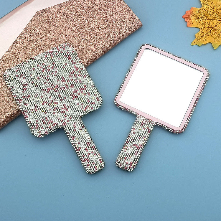 Cute Rhinestone Saquare Compact  Hand Mirror 6C5MR105
