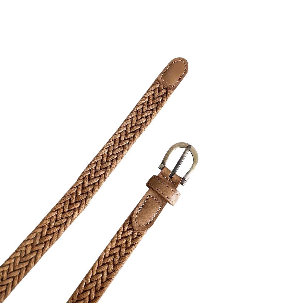 Casual Braided Woven Skinny Leather Belt 6W6JBT162