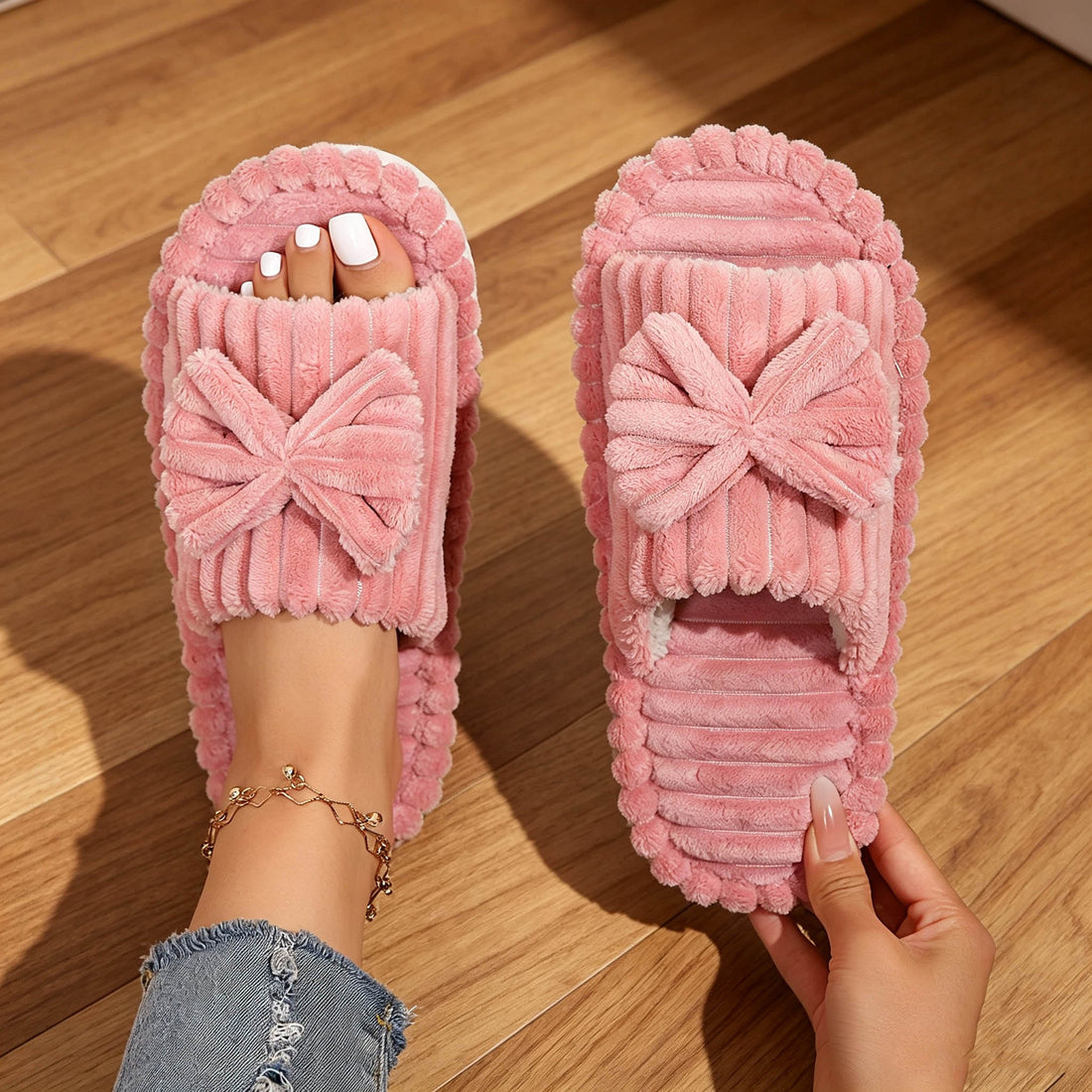 Plush Open Toe Slippers - DippedShop Wholesale - #7043