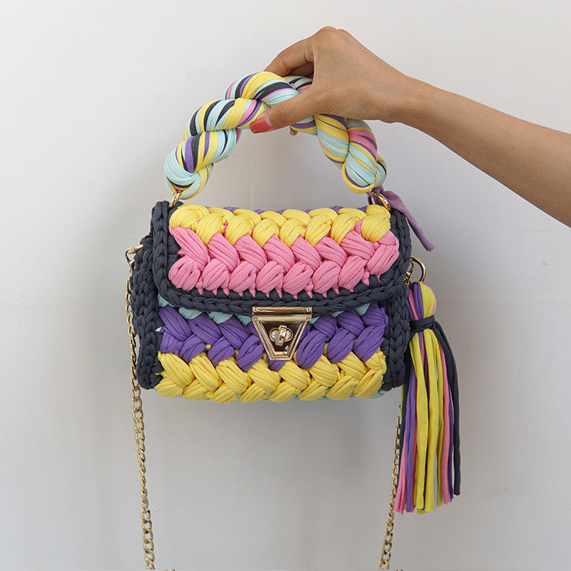 Chunky Crochet Crossbody Bag - DippedShop Wholesale - #8387