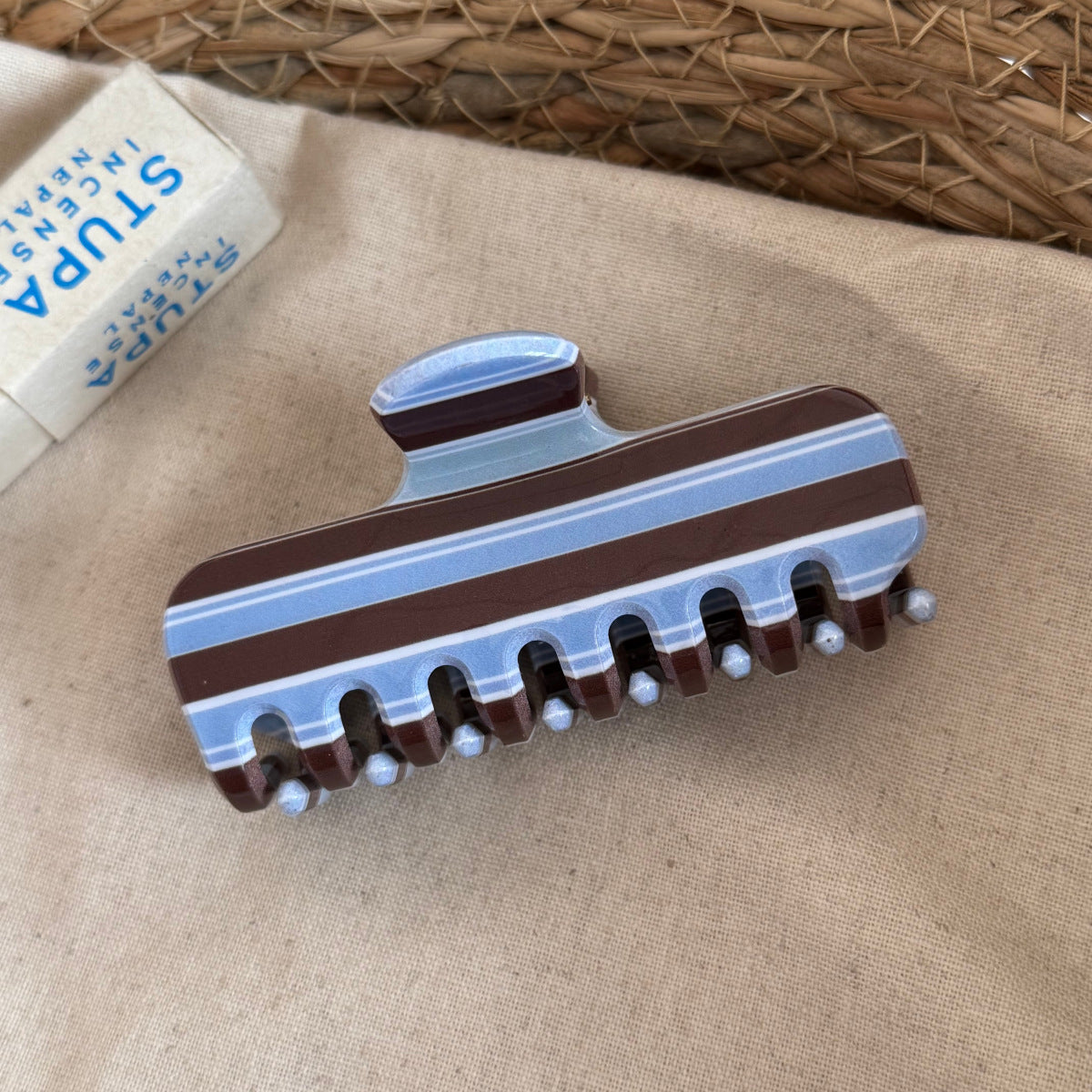 Elegant Plaid Striped Rectangular Hair Claw 6W6HCP1267