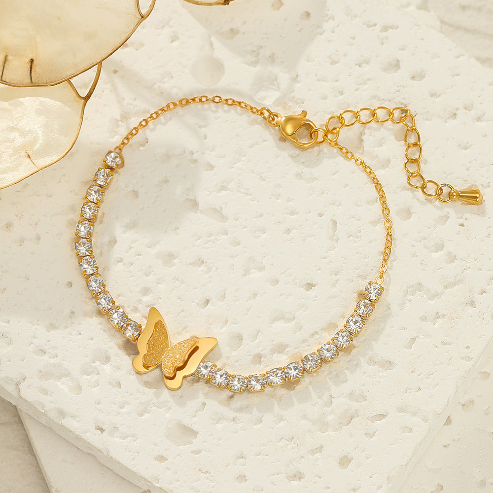 Stylish Rhinestone Four-Leaf Clover Chain Bracelet 6W6JBR518