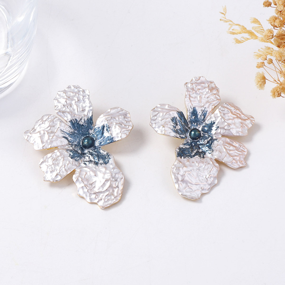 Color Block Flower Stud Earrings - DippedShop Wholesale - #9827