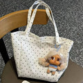 Minimalist Polka Dots Canvas Lightweight Tote Bag MK2BLW6W10BBG573