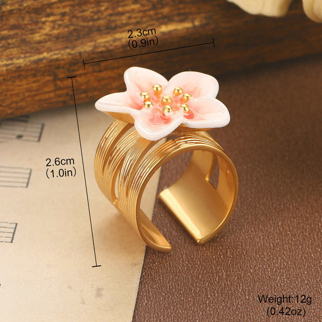 Retro Enamel Flower Open Band Ring DP25F776