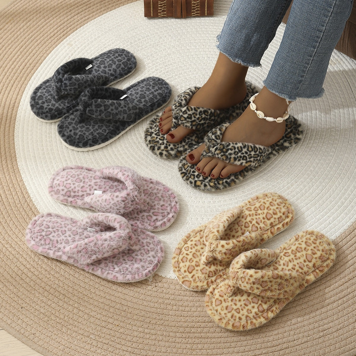 Plush Flat Flip Flops - DippedShop Wholesale - #8803