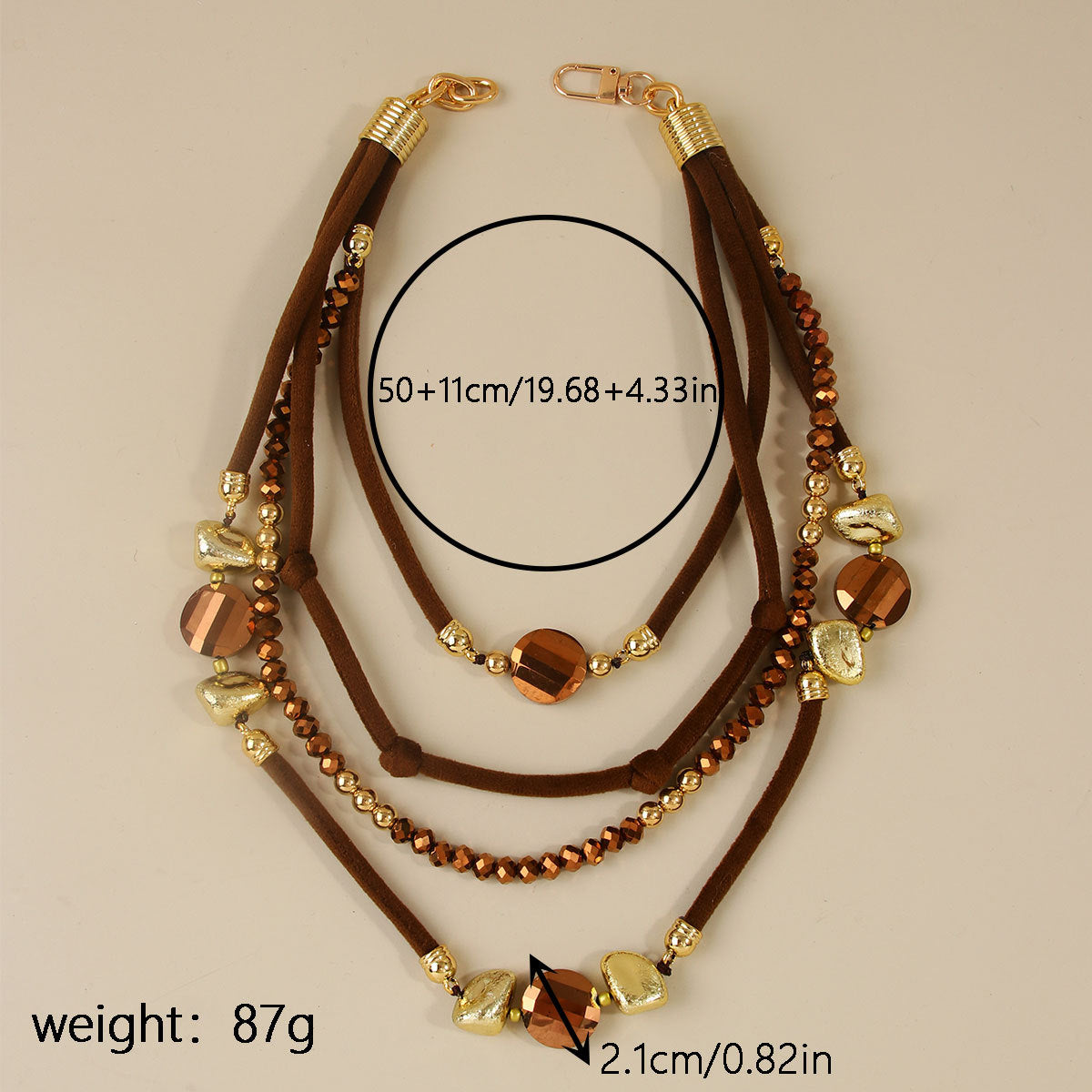 Vintage Multi Layer Beaded Rope Braided Necklace 6W6JNC661