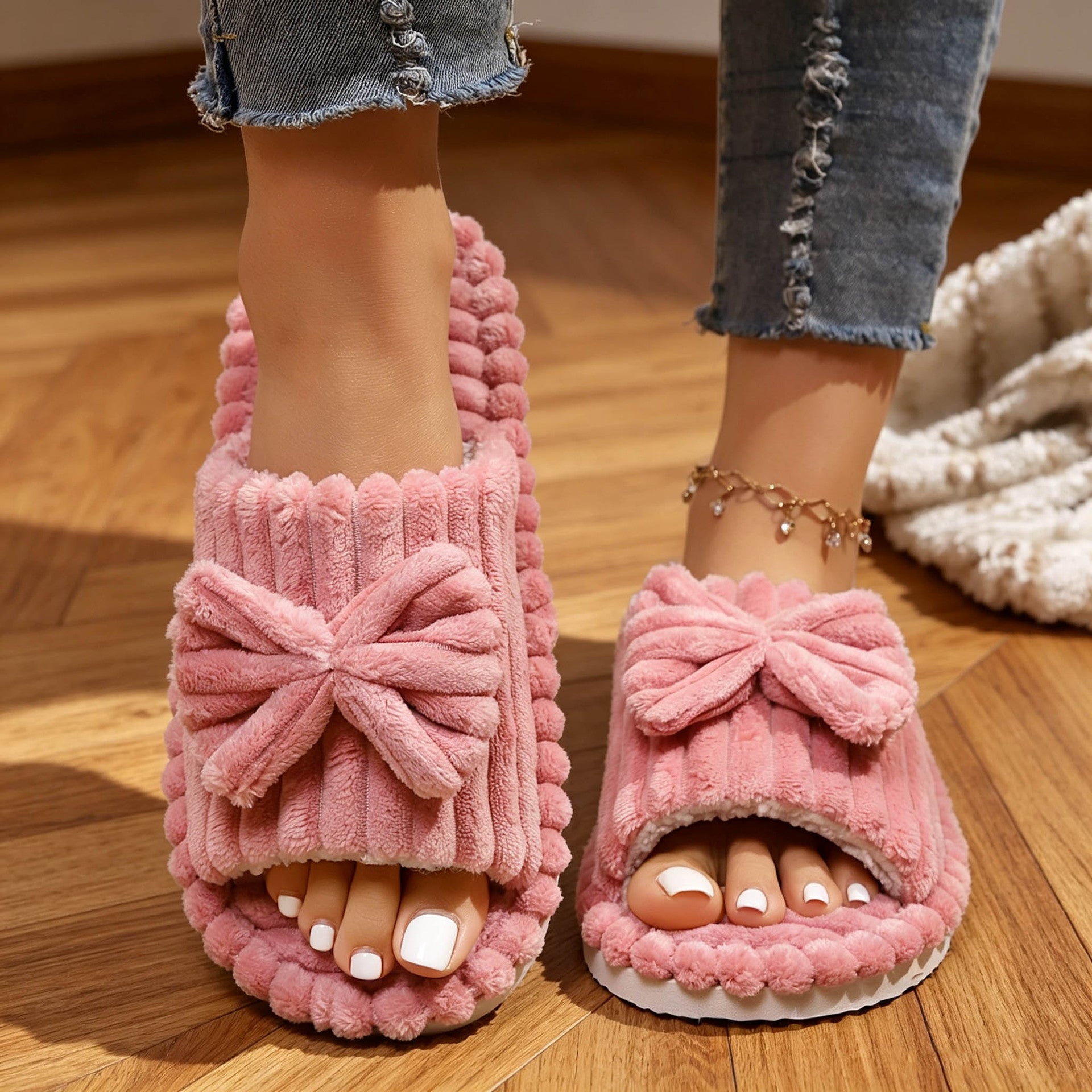 Plush Open Toe Slippers - DippedShop Wholesale - #2579