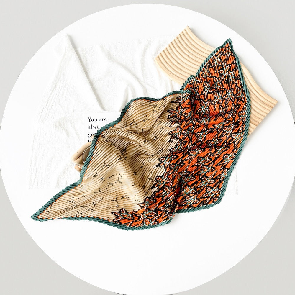 Pleated Floral Neckerchief Scarf - DippedShop Wholesale - #8931