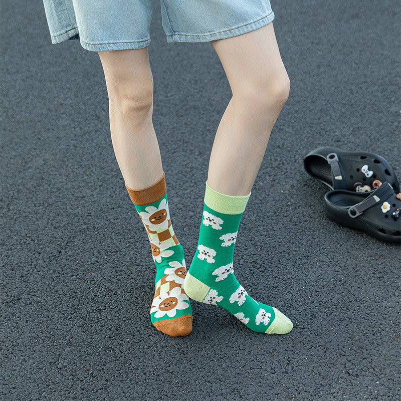 Asymmetrical Cartoon Crew Socks - DippedShop Wholesale - #9107