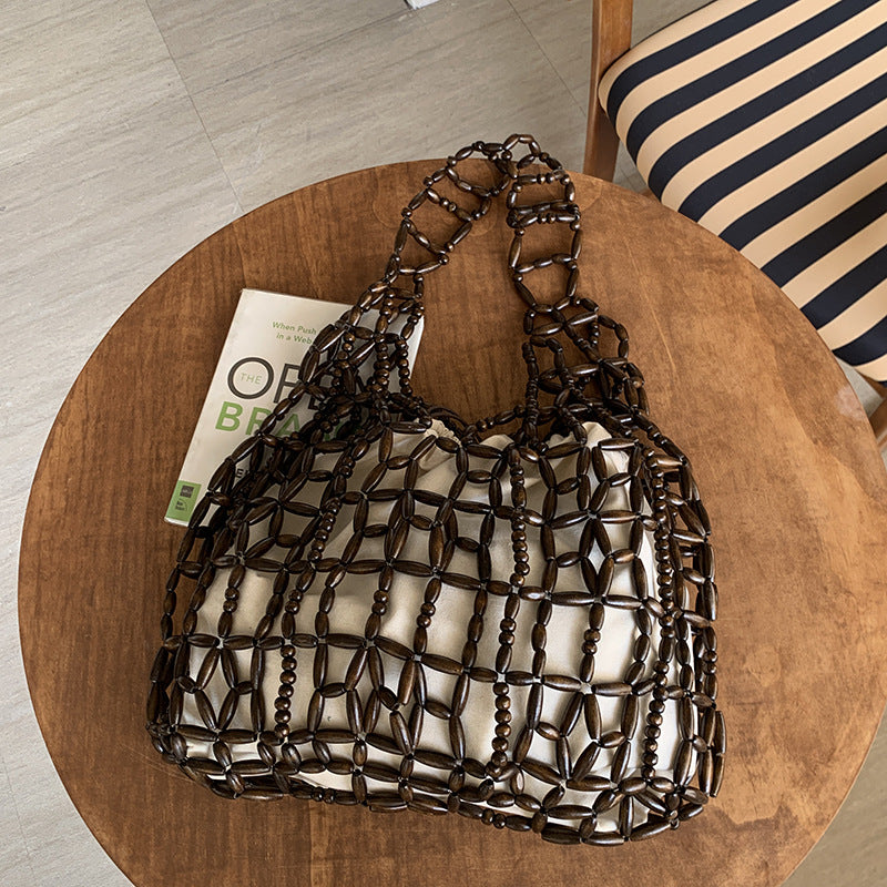 Wooden Beaded Tote Bag - DippedShop Wholesale - #7875