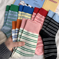 Stripe Color Block Simple Cotton Socks 6W8FSO654