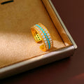Three-Row Cubic Zirconia Turquoise Open Ring 6W6JRG356