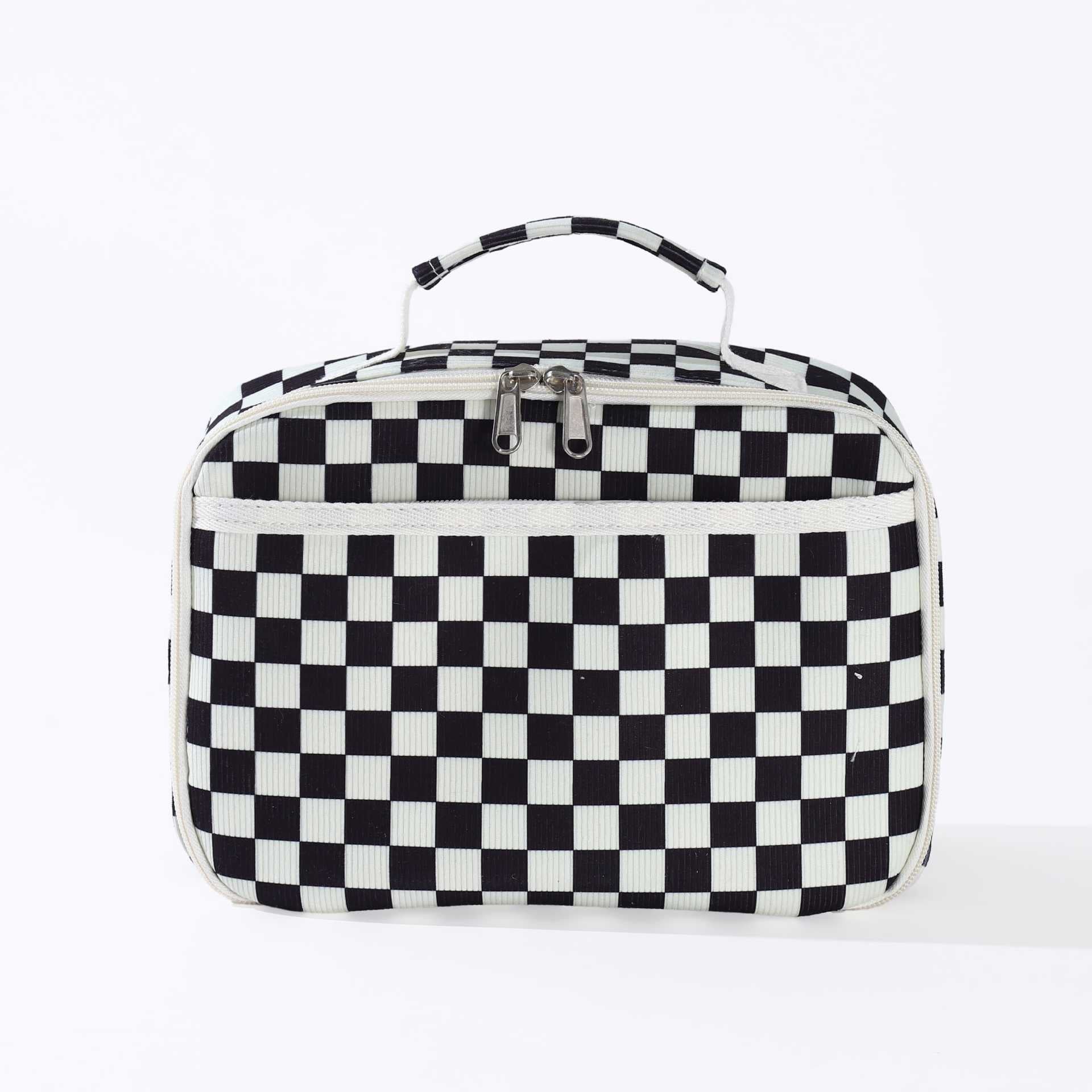 Stylish Corduroy Checkerboard Pattern Portable Cosmetic Bags MK2BLW6C5CO05
