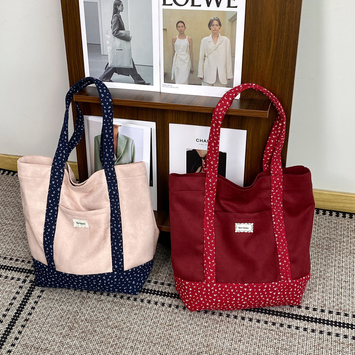 Floral Contrast Shoulder Bag - DippedShop Wholesale - #7283