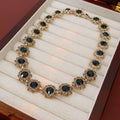 Vintage Rhinestone Floral Chain Buckle Necklace 6W6JNC972