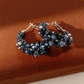 Blue Crystal Woven Beads Hoop Earrings 6W6JER788