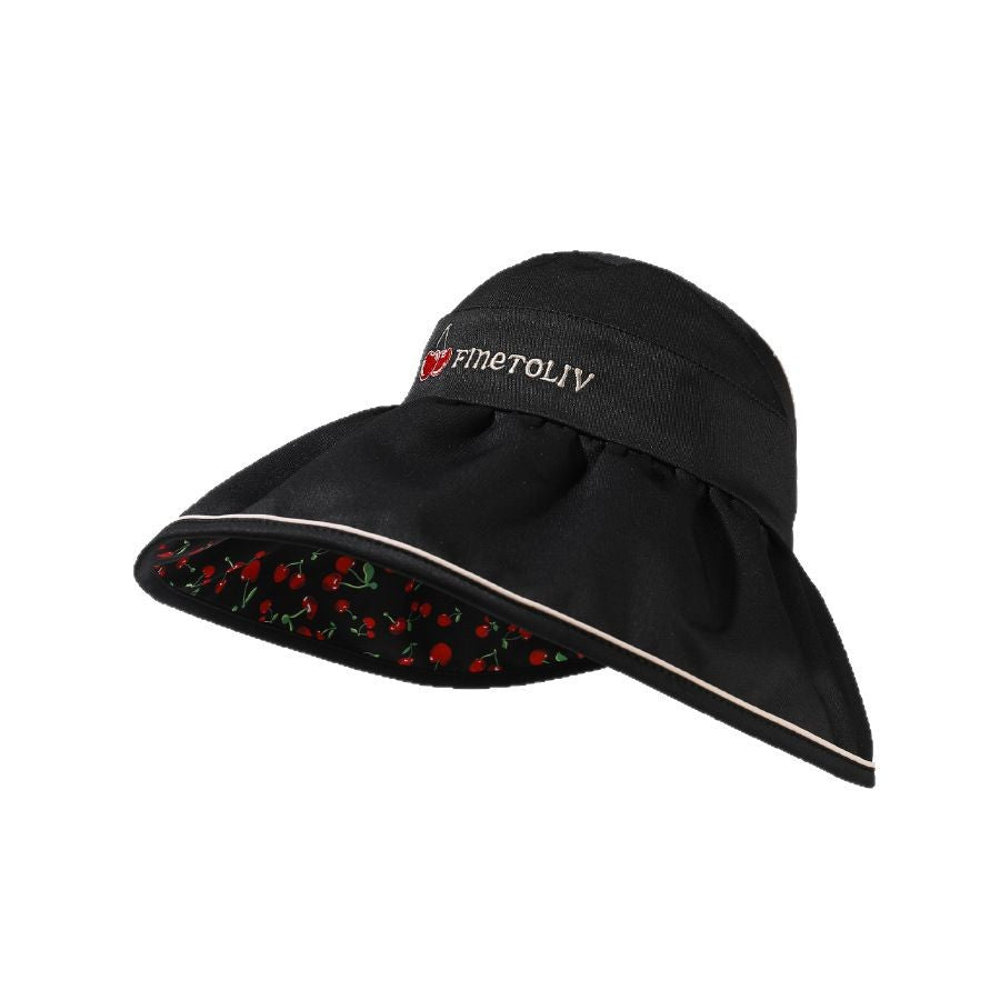 Casual Reversible Embroidery Wide Brim Sun Hat 8BK6HAT168T
