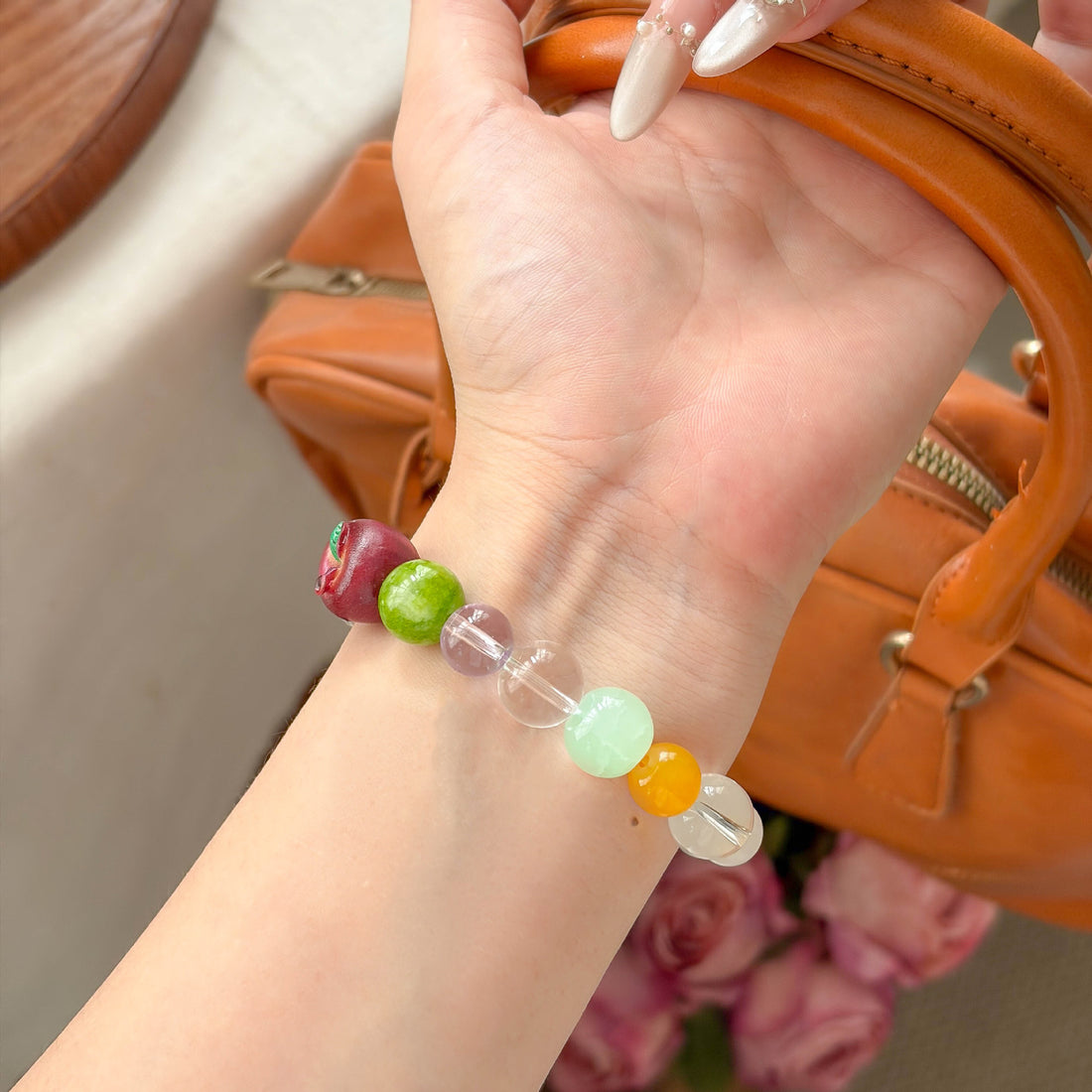 Apple Charm Beaded Bracelet - DippedShop Wholesale - #3475