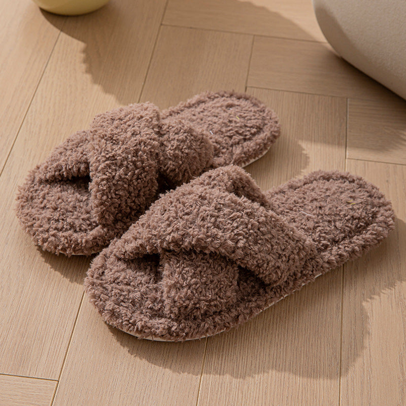 Cross Band Wool Slippers - DippedShop Wholesale - #1299