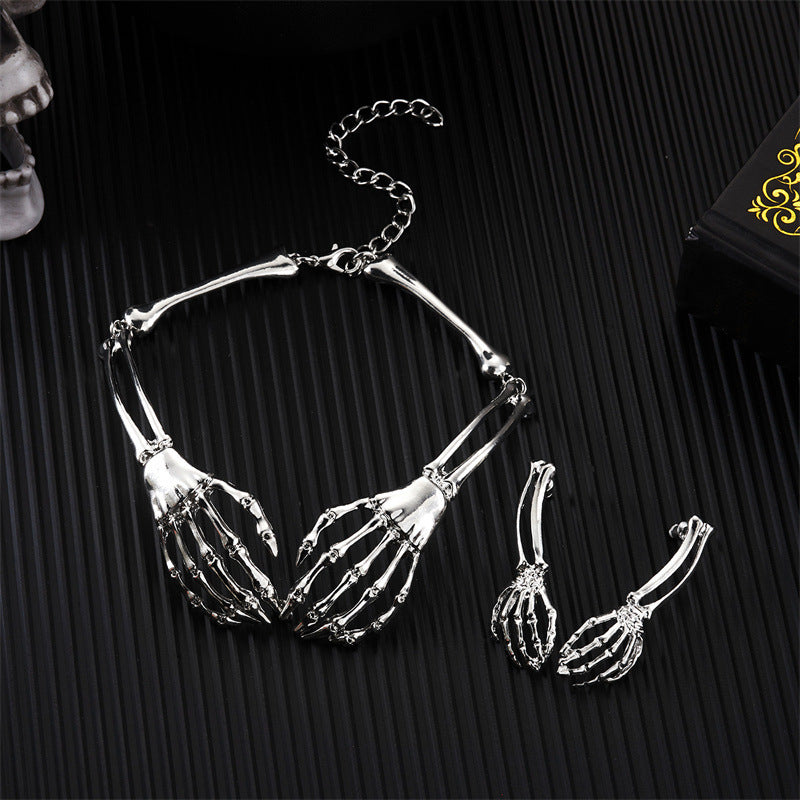 Halloween Stylish Skeleton Skull Claw Necklace DP25G502