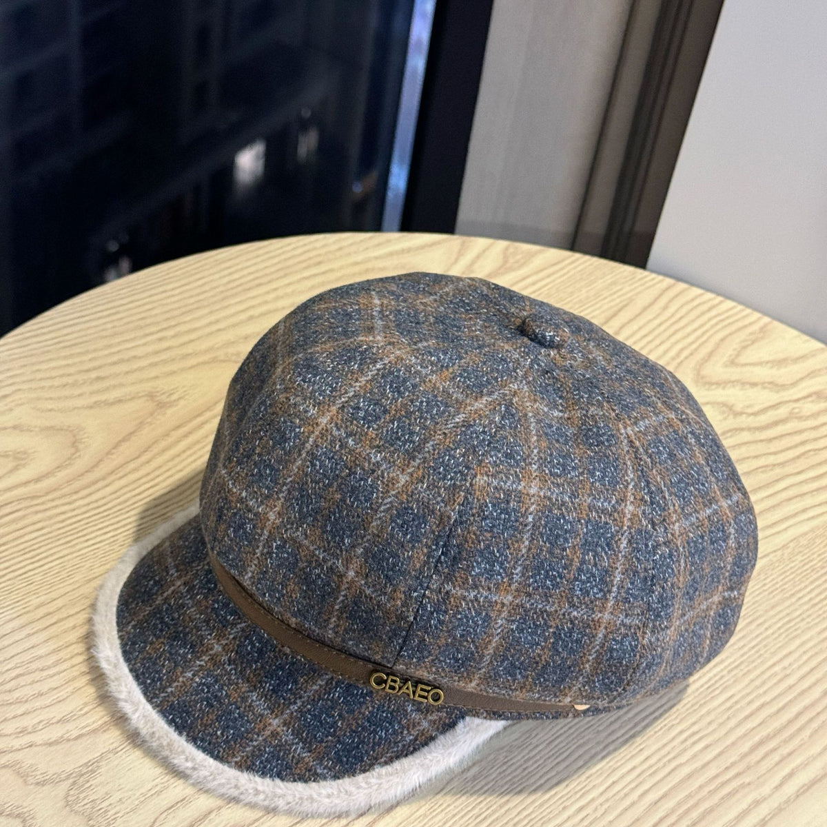 Fur Trimmed Plaid Beret - DippedShop Wholesale - #5251