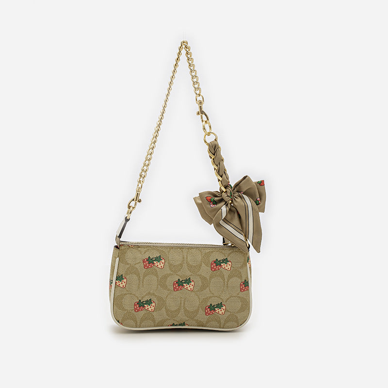 Simple Bow Silk-Wrapped Chain Bag Charm DP25H610