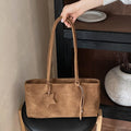 Simple Solid Color Suede Shoulder Bag 6W10BBG1871