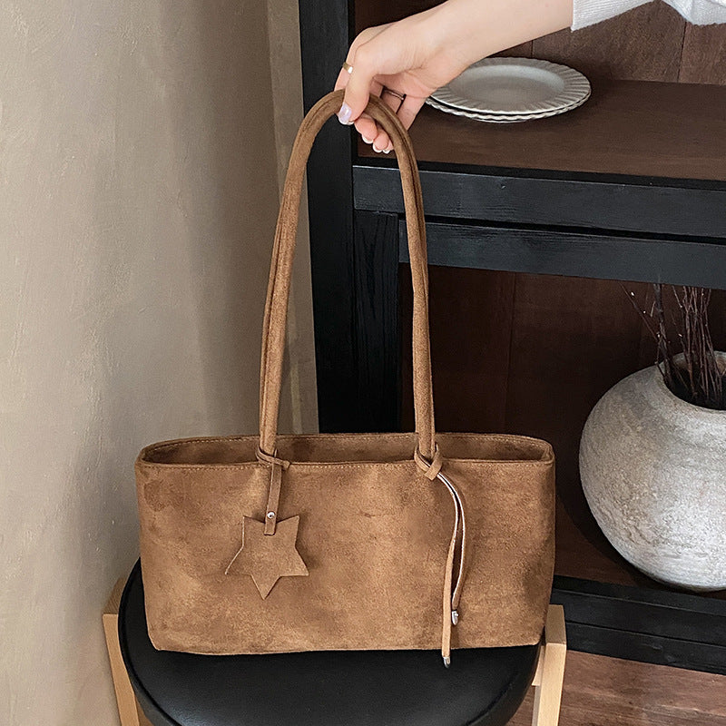 Simple Solid Color Suede Shoulder Bag 6W10BBG1871