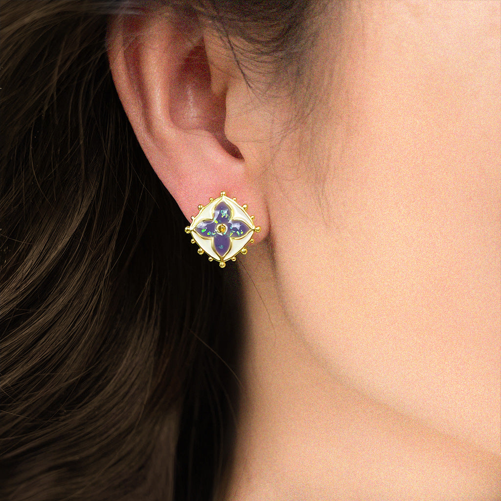 Vintage Gold Flower Stud Earrings - DippedShop Wholesale - #2051