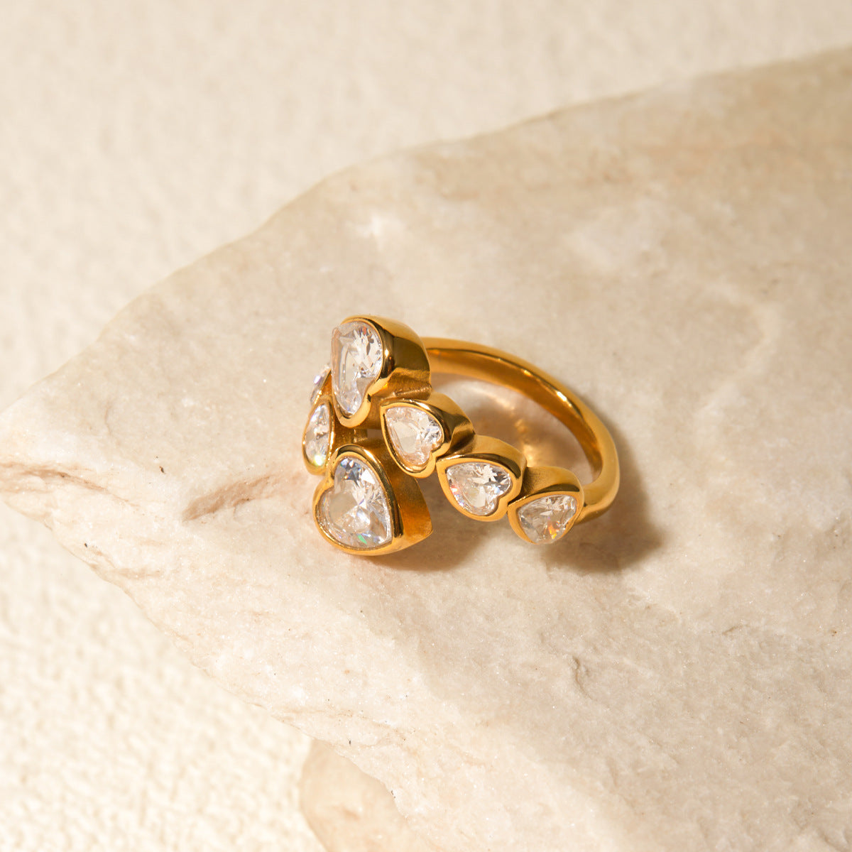 Love Heart Rhinestone Adjustable Ring DPJR79