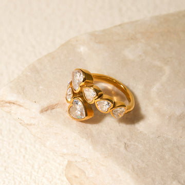 Love Heart Rhinestone Adjustable Ring DPJR79